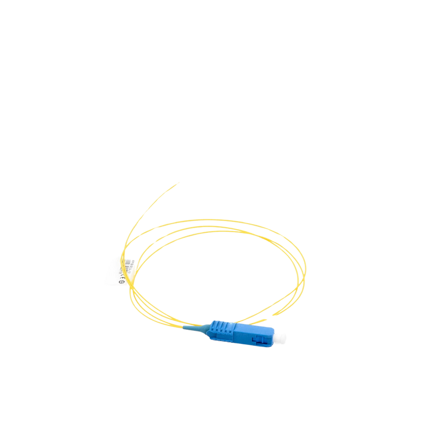 Pigtail de Fibra Óptica SC/UPC Simplex, Monomodo OS1/OS2 XGLO, OFNR, Color Amarillo, 1 Metro (3.28 Pies)