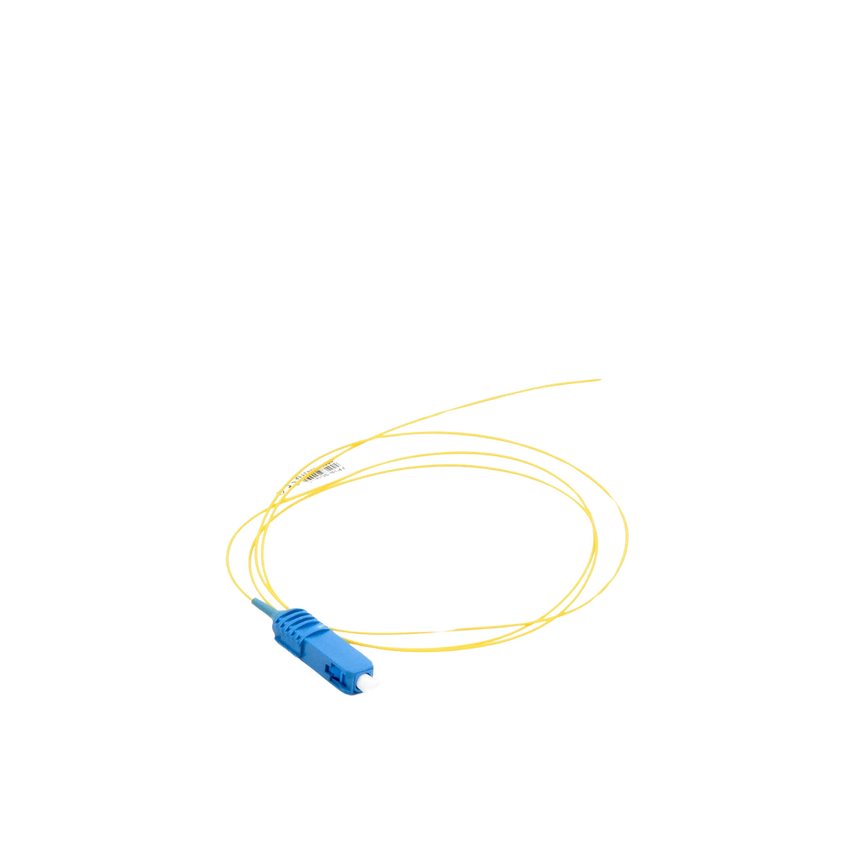 Pigtail de Fibra Óptica SC/UPC Simplex, Monomodo OS1/OS2 XGLO, OFNR, Color Amarillo, 1 Metro (3.28 Pies)