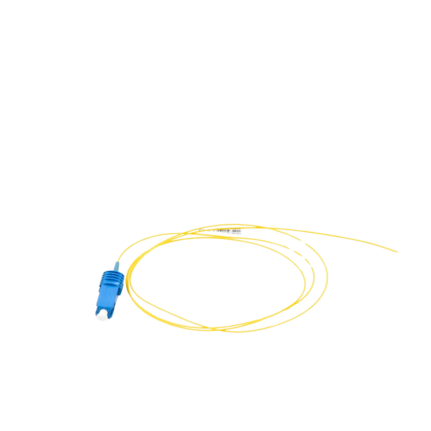 Pigtail de Fibra Óptica SC/UPC Simplex, Monomodo OS1/OS2 XGLO, OFNR, Color Amarillo, 1 Metro (3.28 Pies)