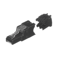 Plug RJ45 UTP, Instalación Recta, Terminación en Campo Certificable, Compatible con Cat5e, Cat6 y Cat6A, Color Negro