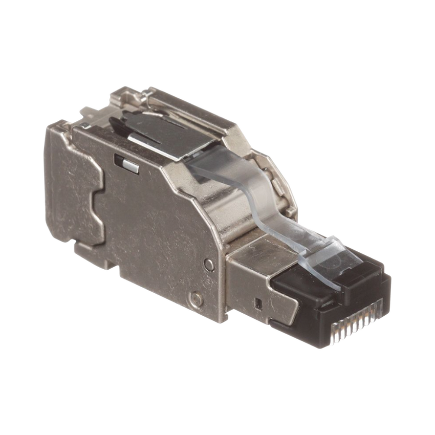 Plug RJ45 Blindado, Instalación Recta, Terminación en Campo Certificable, Compatible con Cat5e, Cat6 y Cat6A, Color Plata
