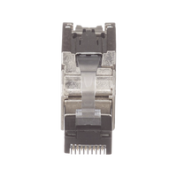 Plug RJ45 Blindado, Instalación Recta, Terminación en Campo Certificable, Compatible con Cat5e, Cat6 y Cat6A, Color Plata, Paquete de 10 Piezas
