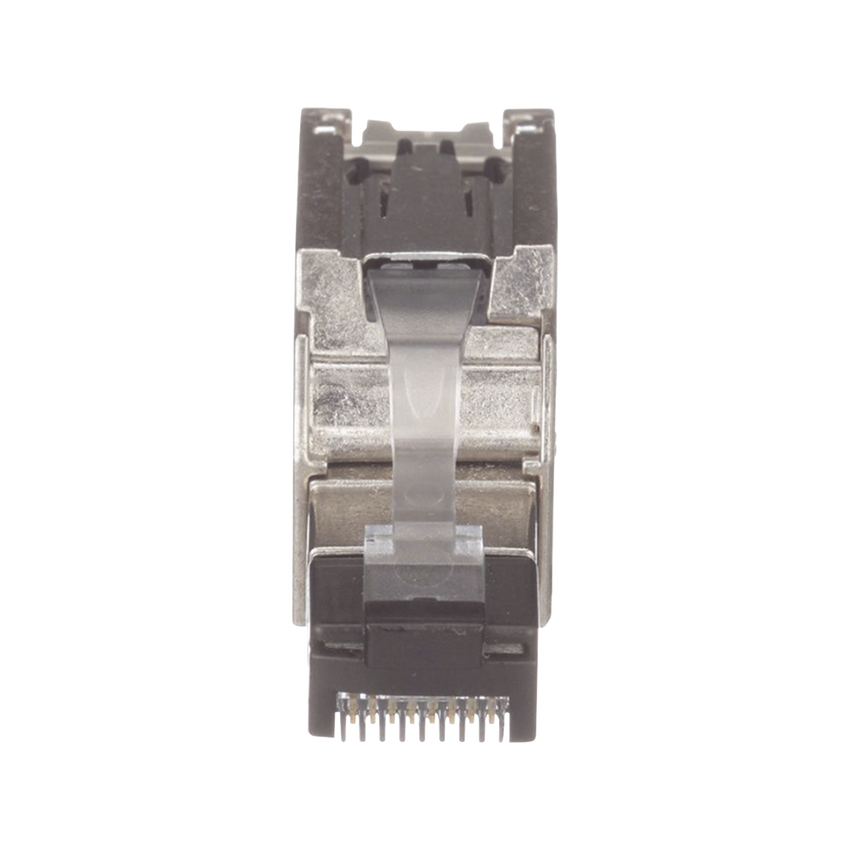 Plug RJ45 Blindado, Instalación Recta, Terminación en Campo Certificable, Compatible con Cat5e, Cat6 y Cat6A, Color Plata, Paquete de 10 Piezas