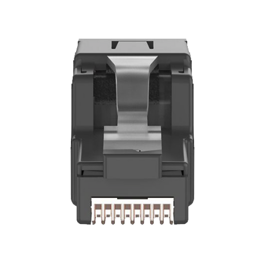 Plug RJ45 UTP, Instalación Angulada 45 Grados, Terminación en Campo Certificable, Compatible con Cat5e, Cat6 y Cat6A, Color Negro