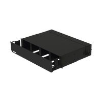 Panel de Distribución de Fibra Óptica, Acepta 8 Placas FAP o FMP, Bandeja Deslizable, Hasta 192 Fibras, Color Negro, 2 UR
