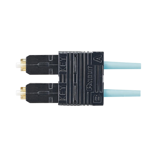 Conector de Fibra Óptica SC Duplex OptiCam, Multimodo 50/125 OM3/OM4, Pre-pulido, Color Aqua