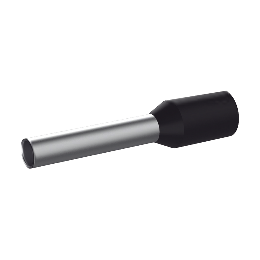 Ferrule Aislado PAN-TERM para Cable 16 AWG, Largo 16.5mm, DIN Color Negro. Paquete 500 Piezas