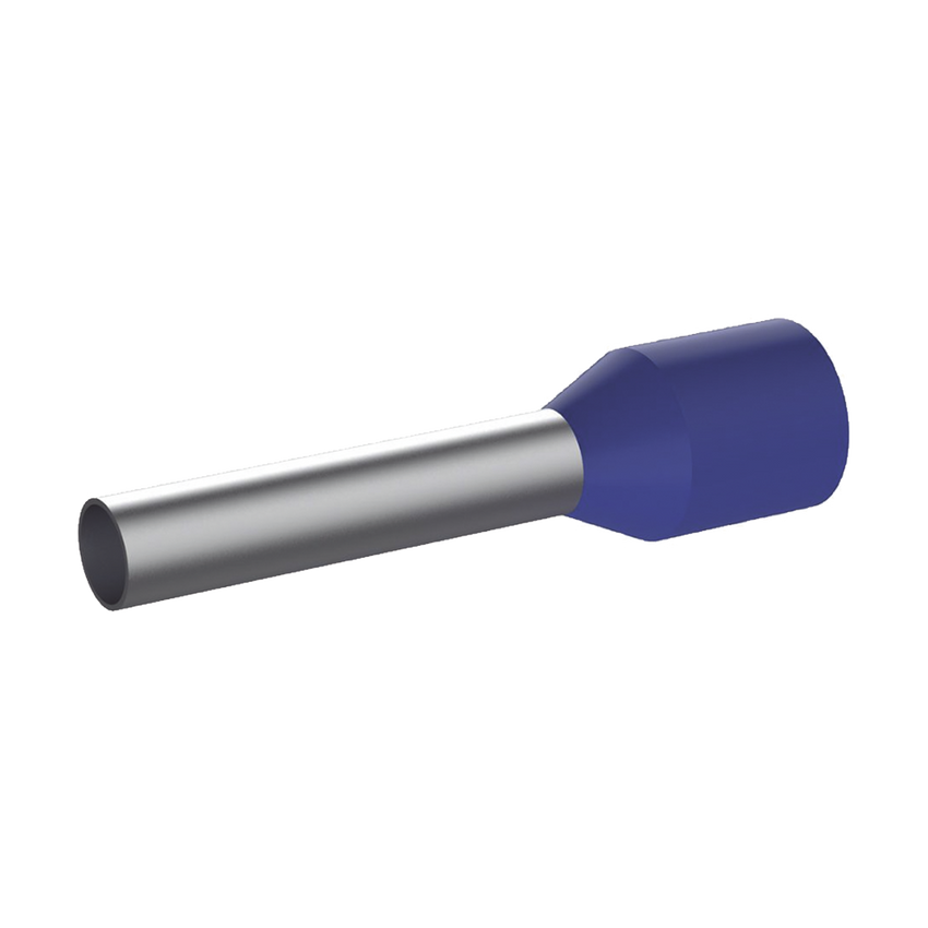 Ferrule Aislado PAN-TERM para Cable 14 AWG, Largo 12mm, DIN Color Azul. Paquete 500 Piezas