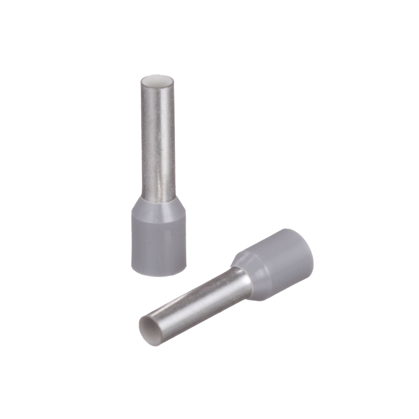 Ferrule Aislado para cabldes 12 AWG, Pin de 12mm de Longitud, Mango Color Gris, Paquete 100Pz