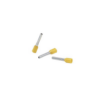 Ferrúl de cobre DIN Amarillo para Cable 10 AWG con largo 12 mm.  Paquete de 100 Piezas
