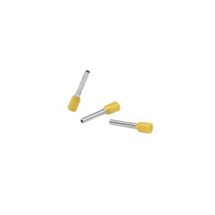 Ferrúl de cobre DIN Amarillo para Cable 10 AWG con largo 12 mm.  Paquete de 100 Piezas