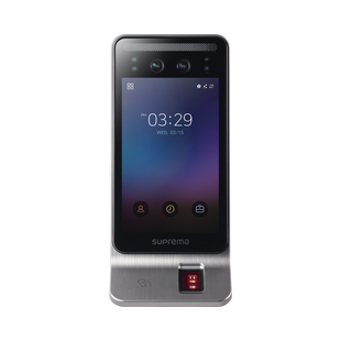 Lector Multi-tecnologia con detector de cubrebocas- Reconocimiento Facial, Huella, Tarjeta Móvil y lector de RFID(125kHz EM & 13.56 Mhz MIFARE)  Compatible con BioStar2,  Uso para Control de Acceso y Asistencia