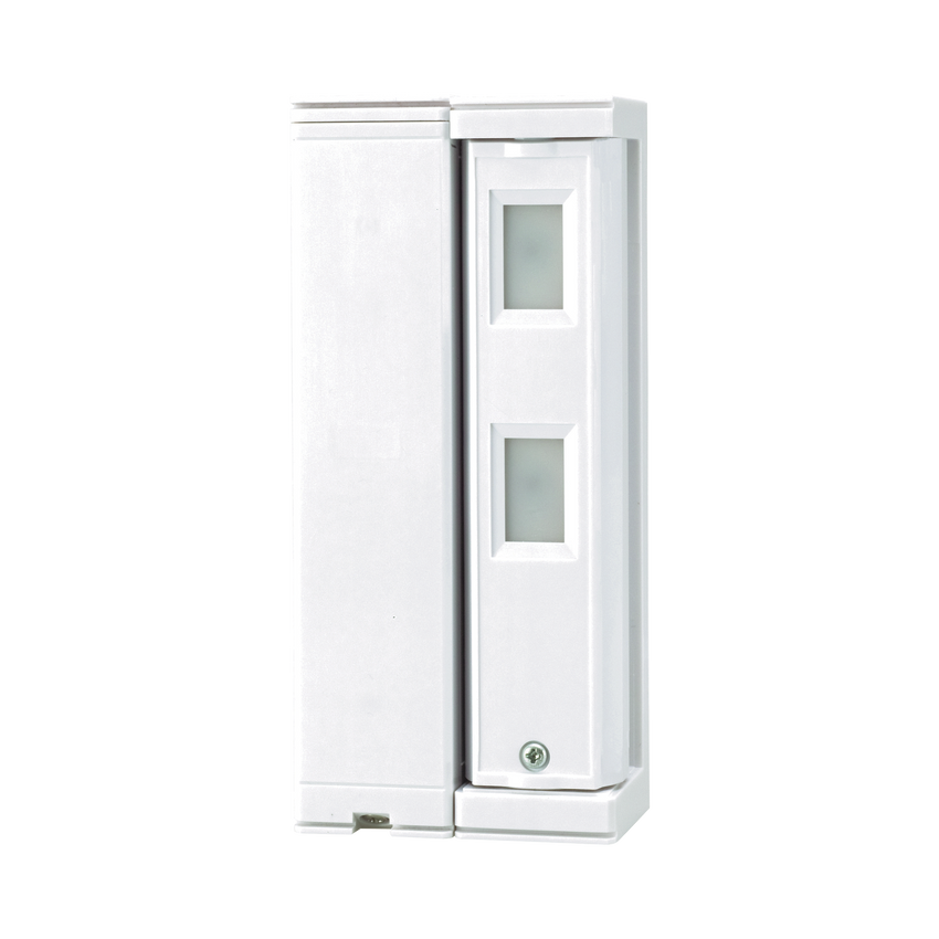 Sensor de Movimiento / Tipo Cortina / Ajuste de detección 2m o 5m / 100% Exterior / Inalambrico (Alimentación)/Compatible con cualquier panel de alarma / Proteja fachadas, puertas, ventanas, balcones y mas!