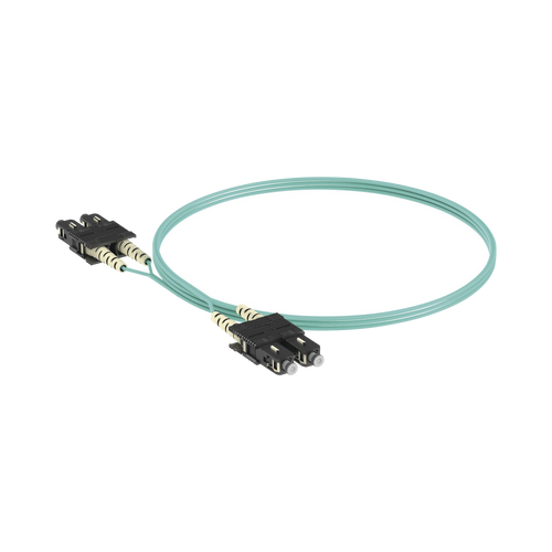 Jumper de Fibra Optica Multimodo 50/125 OM3, SC-SC Duplex, OFNR (Riser), Color Aqua, 2 Metros