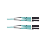 Jumper de Fibra Optica Multimodo 50/125 OM3, LC-LC Duplex, LSZH (Cero Halógenos), Color Aqua, 10 Metros (32.81 Pies)