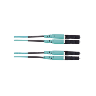 Jumper de Fibra Optica Multimodo 50/125 OM3, LC-LC Duplex, LSZH (Cero Halógenos), Color Aqua, 10 Metros (32.81 Pies)