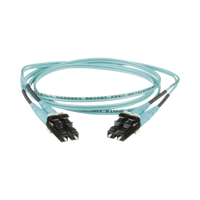 Jumper de Fibra Optica Multimodo 50/125 OM3, LC-LC Duplex, OFNR (Riser), Color Aqua, 0.50 Metros