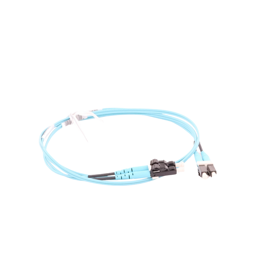 Jumper de Fibra Optica Multimodo 50/125 OM3, LC-LC Duplex, OFNR (Riser), Color Aqua, 1 Metro (3.28 Pies)