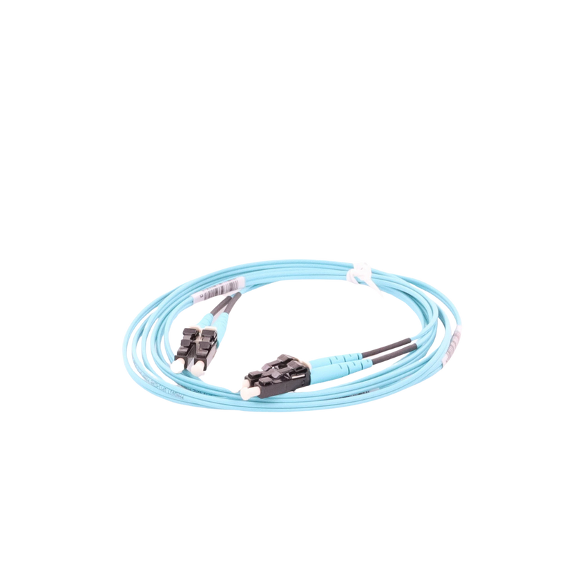 Jumper de Fibra Optica Multimodo 50/125 OM3, LC-LC Duplex, OFNR (Riser), Color Aqua, 2 Metros (6.56 Pies)