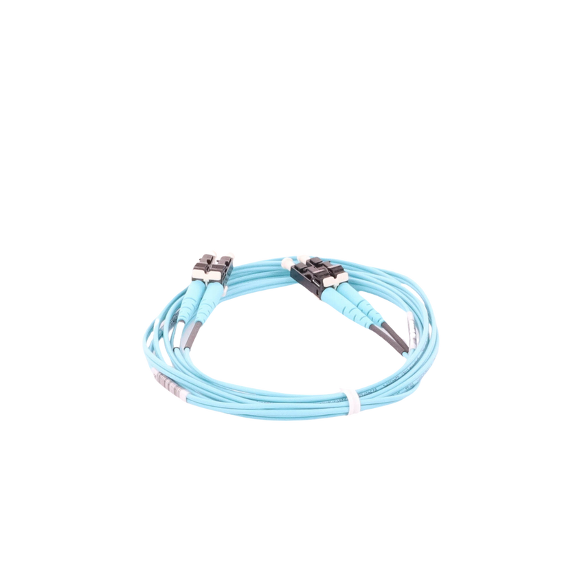 Jumper de Fibra Optica Multimodo 50/125 OM3, LC-LC Duplex, OFNR (Riser), Color Aqua, 2 Metros (6.56 Pies)