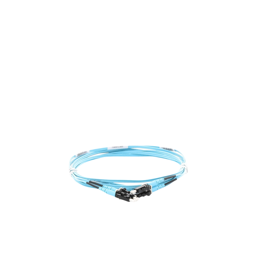 Jumper de Fibra Optica Multimodo 50/125 OM3, LC-LC Duplex, OFNR (Riser), Color Aqua, 3 Metros (9.84 Pies)