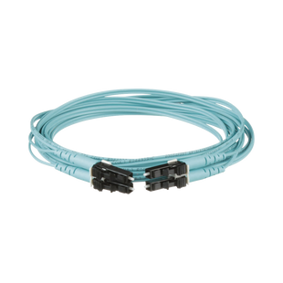 Jumper de Fibra Optica Multimodo 50/125 OM3, LC-LC Duplex, OFNR (Riser), Color Aqua, 3 Metros