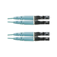 Jumper de Fibra Optica Multimodo 50/125 OM3, LC-LC Duplex, OFNR (Riser), Color Aqua, 4 Metros (13.12 Pies)