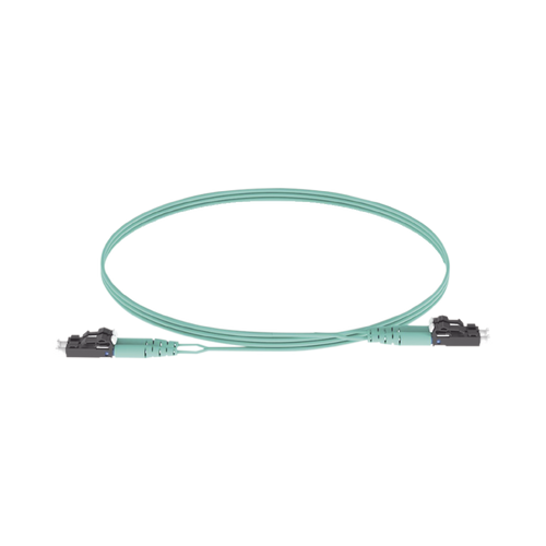Jumper de Fibra Optica Multimodo 50/125 OM3, LC-LC Duplex, OFNR (Riser), Color Aqua, 5 Metros (16.40 Pies)