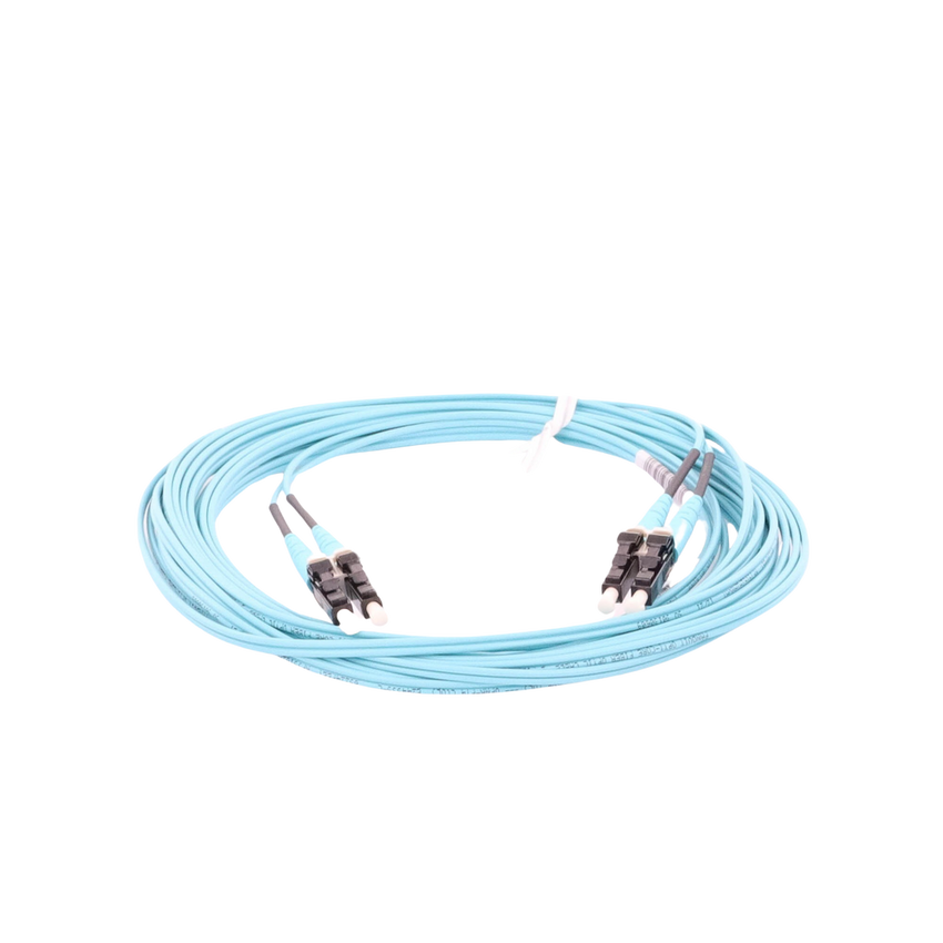 Jumper de Fibra Optica Multimodo 50/125 OM3, LC-LC Duplex, OFNR (Riser), Color Aqua, 5 Metros (16.40 Pies)