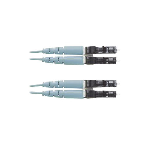 Jumper de Fibra Optica Multimodo 50/125 OM3, LC-LC Duplex, OFNR (Riser), Color Aqua, 7 Metros (22.97 Pies)