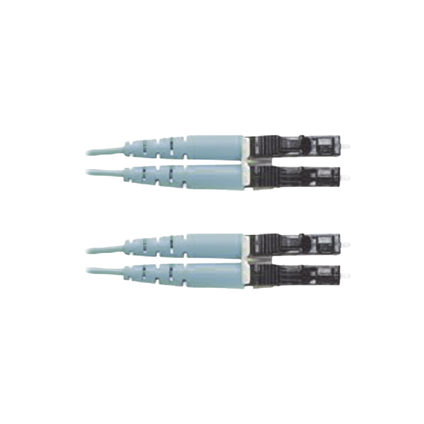 Jumper de Fibra Optica Multimodo 50/125 OM3, LC-LC Duplex, OFNR (Riser), Color Aqua, 7 Metros (22.97 Pies)