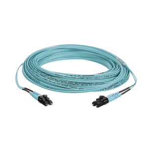 Jumper de Fibra Optica Multimodo 50/125 OM3, LC-LC Duplex, OFNR (Riser), Color Aqua, 10 Metros