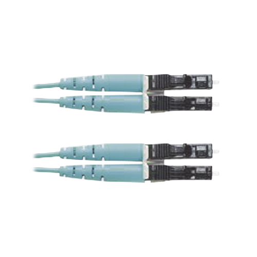 Jumper de Fibra Optica Multimodo 50/125 OM3, LC-LC Duplex, OFNR (Riser), Color Aqua, 25 Metros (82.02 Pies)