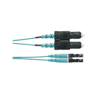 Jumper de Fibra Optica Multimodo 50/125 OM3, LC-SC Duplex, OFNR (Riser), Color Aqua, 1 Metro