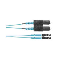 Jumper de Fibra Optica Multimodo 50/125 OM3, LC-SC Duplex, OFNR (Riser), Color Aqua, 2 Metros (6.56 Pies)