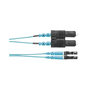 Jumper de Fibra Optica Multimodo 50/125 OM3, LC-SC Duplex, OFNR (Riser), Color Aqua, 2 Metros (6.56 Pies)