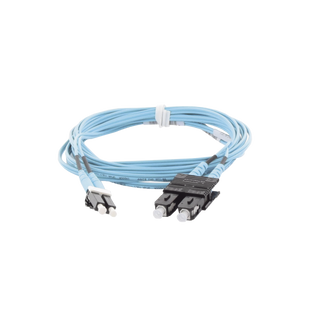 Jumper de Fibra Optica Multimodo 50/125 OM3, LC-SC Duplex, OFNR (Riser), Color Aqua, 3 Metros