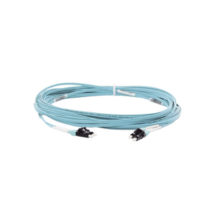 Jumper de Fibra Optica Multimodo 50/125 OM4, LC-LC Duplex, OFNR (Riser), Color Aqua, 10 Metros (32.81 Pies)