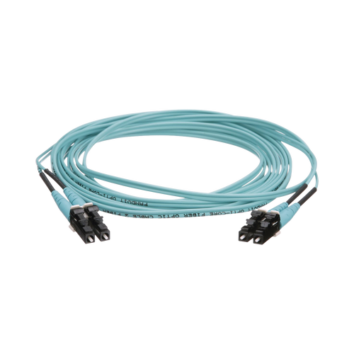 Jumper de Fibra Optica Multimodo 50/125 OM4, LC-LC Duplex, OFNR (Riser), Color Aqua, 10 Metros