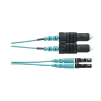 Jumper de Fibra Optica Multimodo 50/125 OM4, LC-SC Duplex, OFNR (Riser), Color Aqua, 1 Metro