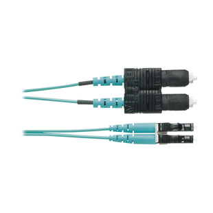 Jumper de Fibra Optica Multimodo 50/125 OM4, LC-SC Duplex, OFNR (Riser), Color Aqua, 1 Metro