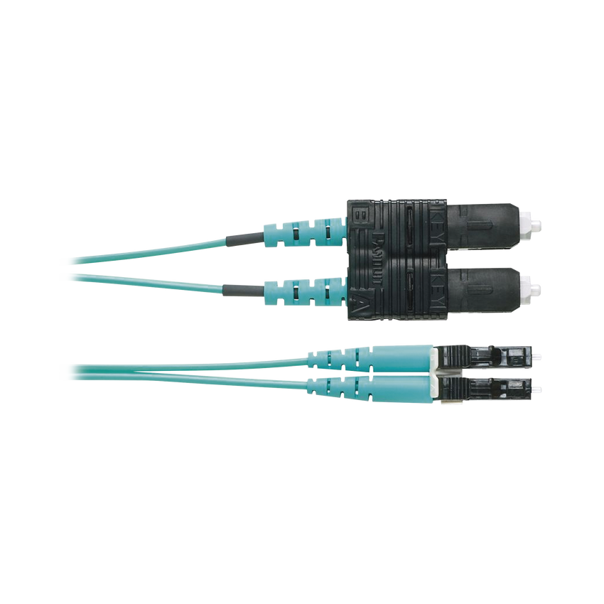 Jumper de Fibra Optica Multimodo 50/125 OM4, LC-SC Duplex, OFNR (Riser), Color Aqua, 2 Metros