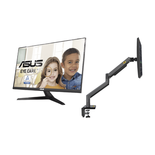 Kit de Montaje de Escritorio Articulado + Monitor Profesional Ultra Delgado 27” Full HD