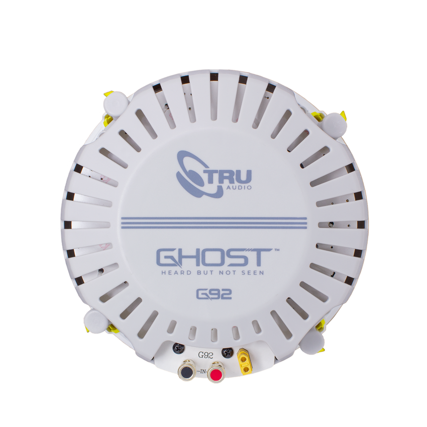 Ghost series, altavoz de 3 vías de plafón 9in, diseño trugrip  sin herramientas, woofer de polipropileno blanco, 150w 8ohms