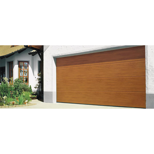 Puerta de Garage D/ Alta calidad / 12x7 pies / AISLADA / Estilo Americana / Imitacion Madera / Golden Oak / Linea Central .