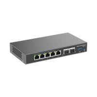 4 en 1: Firewall Nueva Generación, Router, IP PBX (24 usuarios / 8 llamadas), Switch Gigabit de 5 Puertos (4 PoE) y 2 Puertos SFP 2.5 Gigabit
