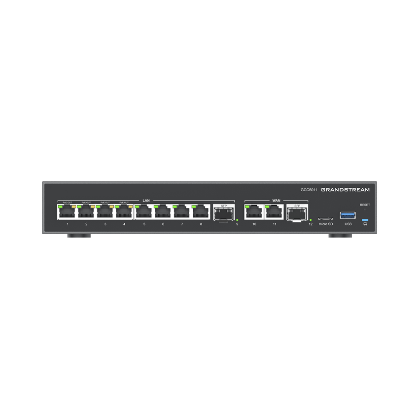 4 en 1: Firewall, Router, PBX IP, Switch 10 Puertos Gigabit (4 PoE) + 2 Puertos SFP 2.5 Gigabit