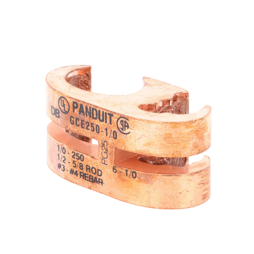 Conector de Conexión a Tierra tipo "E" para Conductor 1/0 AWG STR – 250 KCMIL MAIN y 6 AWG SOL – 1/0 AWG STR TAP