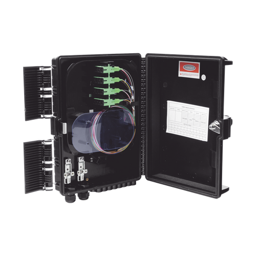 Cierre de Empalme para 24 Fusiones de Fibra Óptica, Interior/Exterior, con 16 Acopladores SC/APC y Splitter 1x16 SC/APC Incluido, IP65
