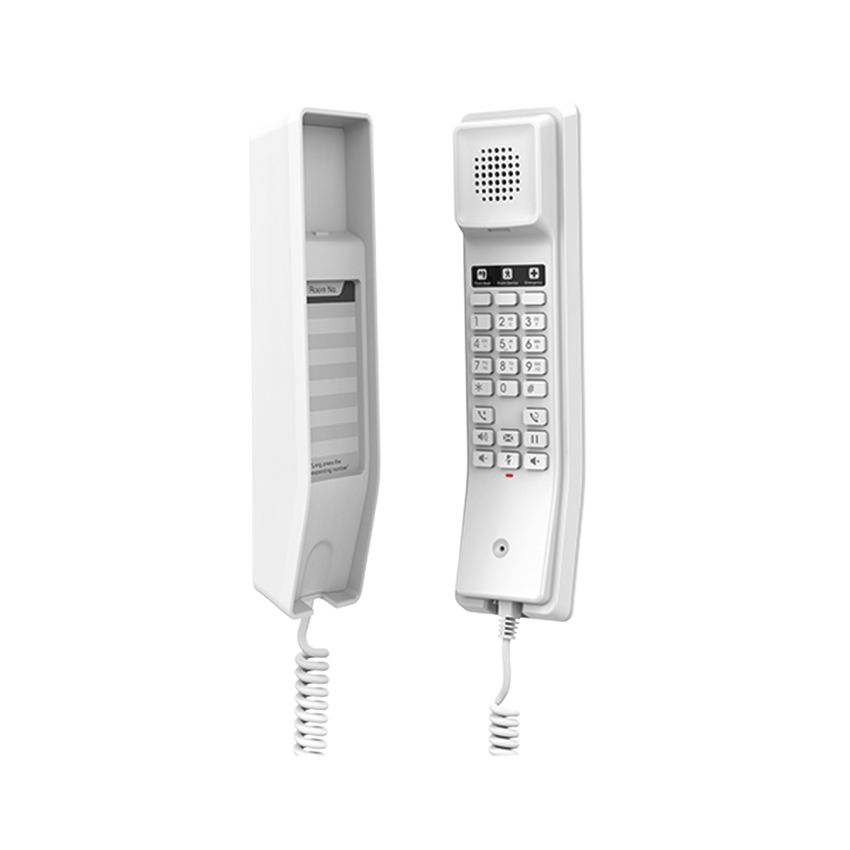 Teléfono IP para Hoteles / Altavoz HD / 2 Cuentas y Líneas SIP / 10 Teclas de Marcación Rápida / 3 Teclas Programables / Códec OPUS / Gestión GDMS / Instalación en Escritorio y Pared / PoE 100 Mbps